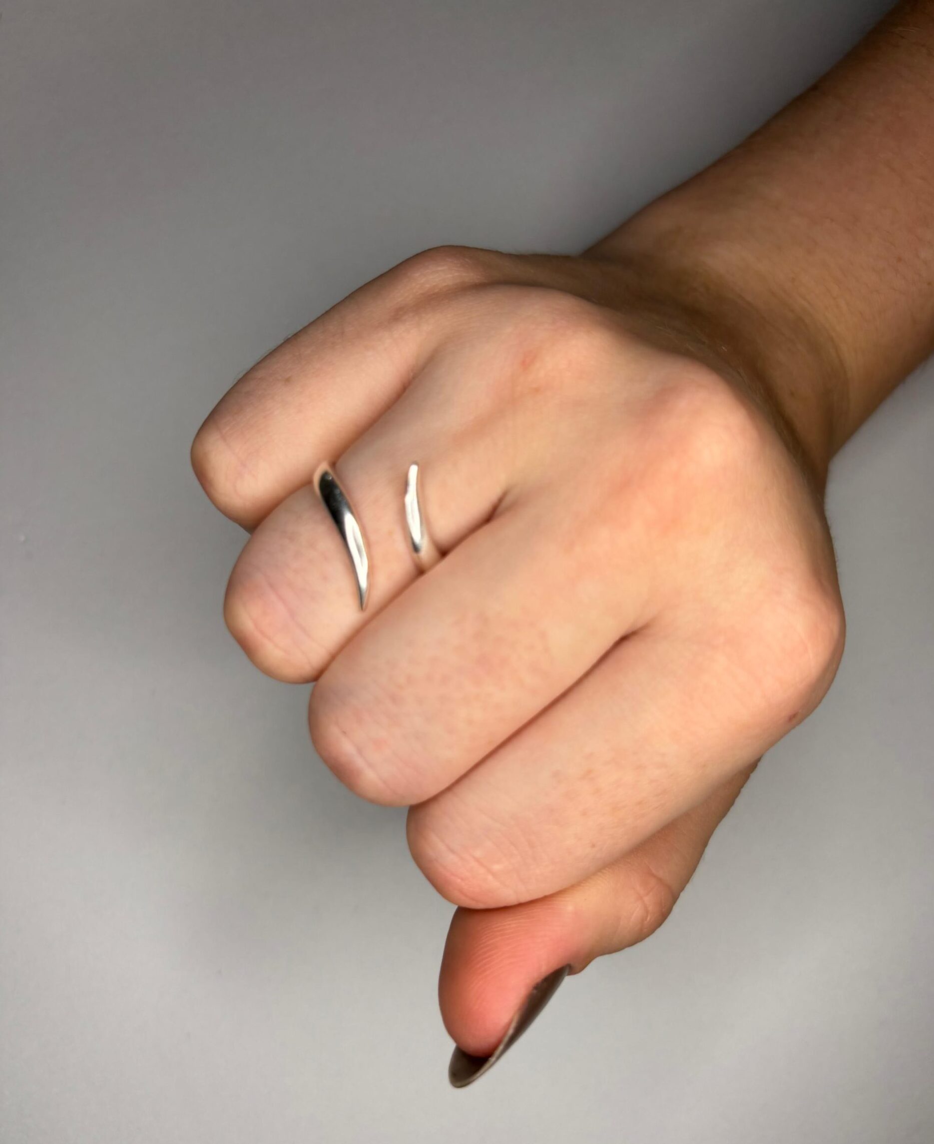 Anel duas pontas PRATA 925