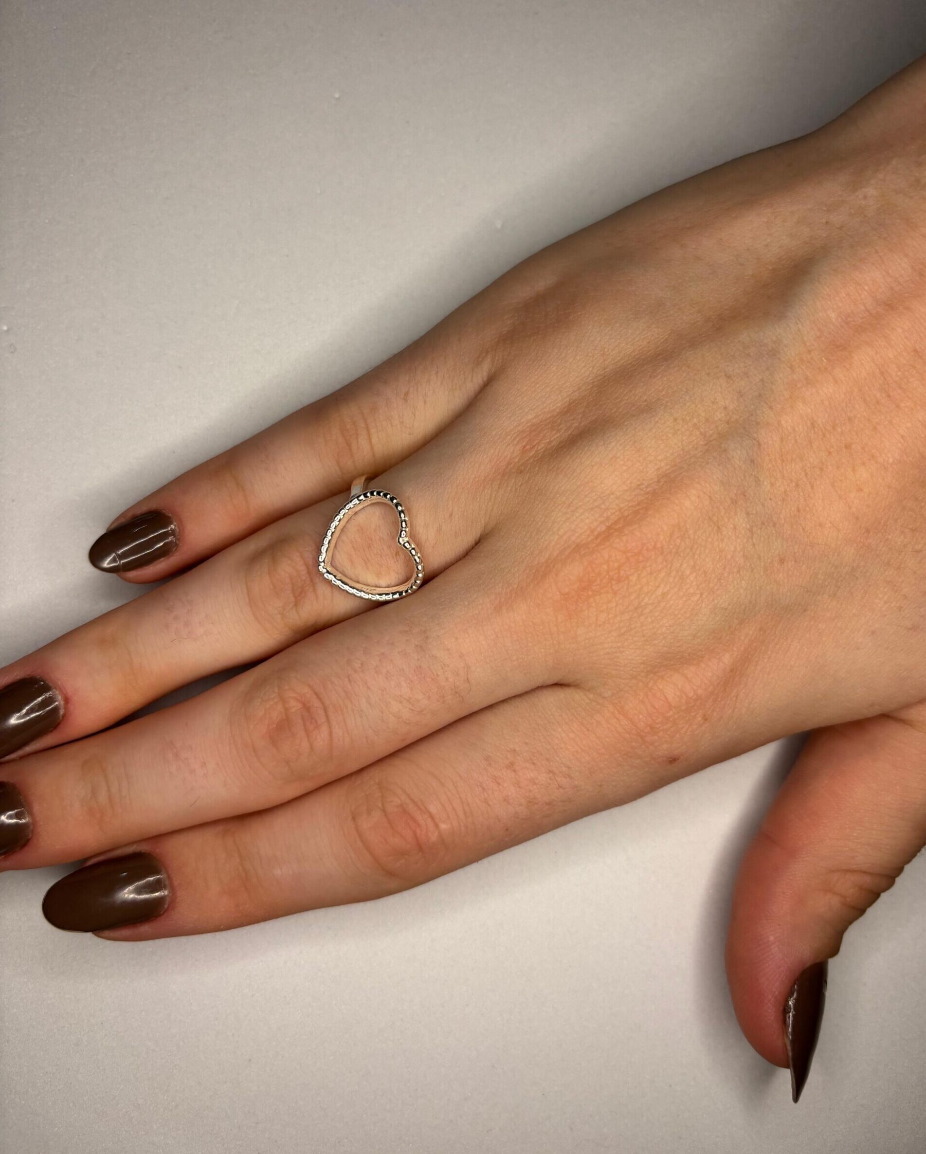 Anel coração bolinha aberto PRATA 925 - Imagem 2