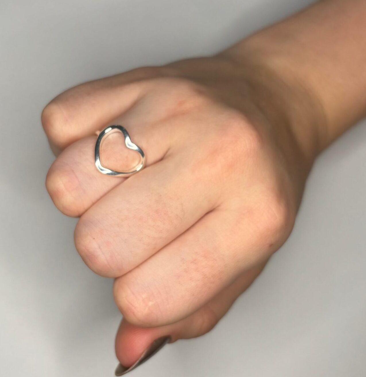 Anel coração vazado liso PRATA 925