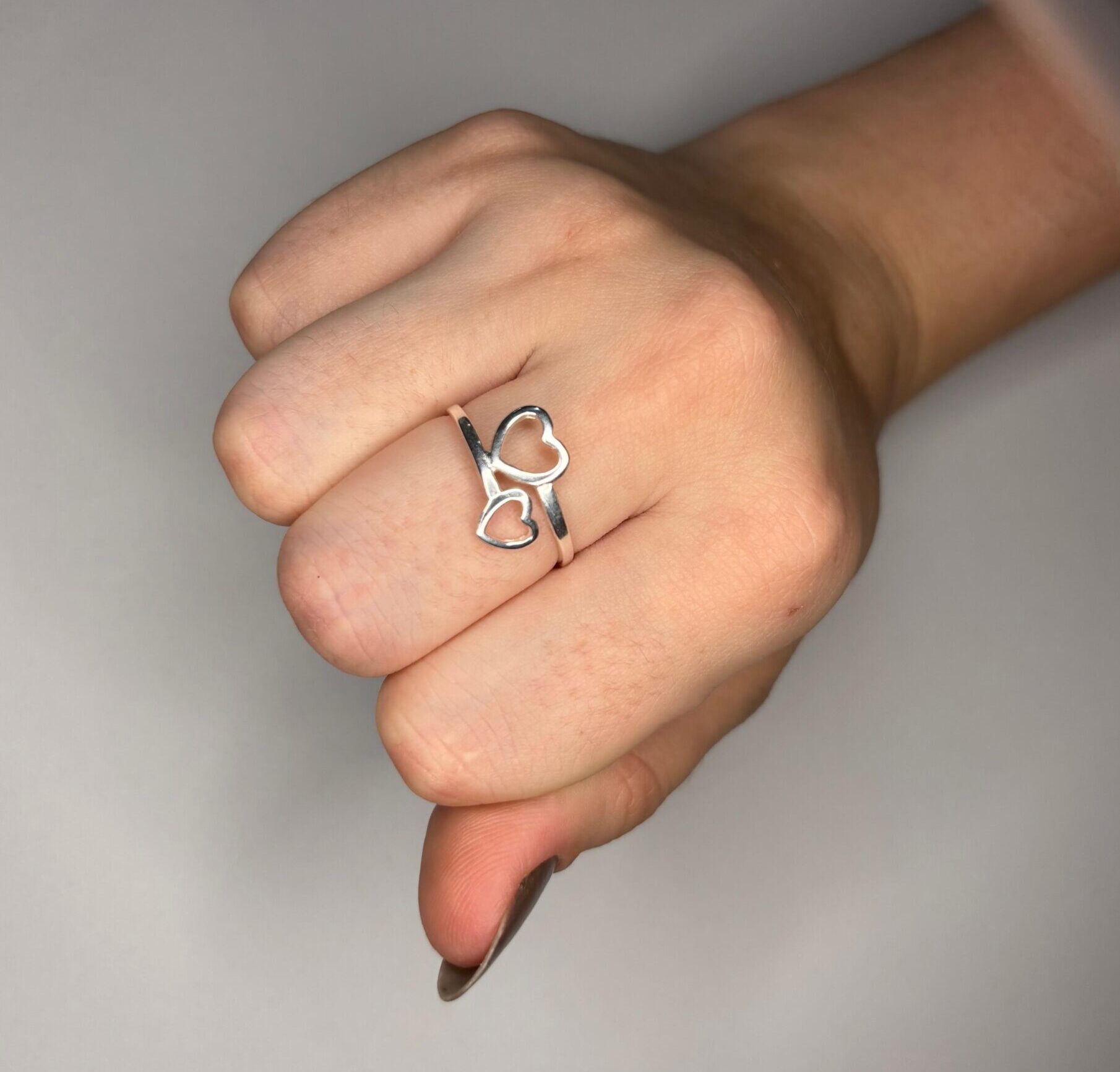 Anel dois corações PRATA 925