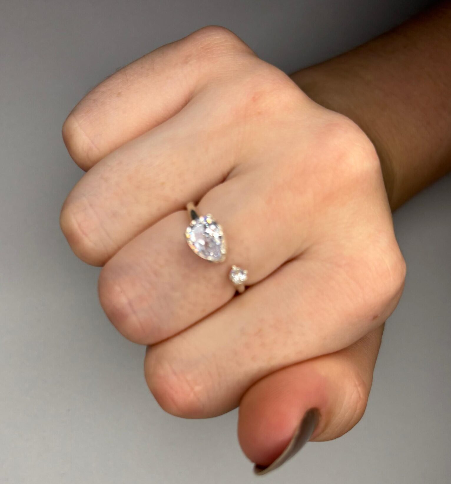 Anel aberto gota PRATA 925