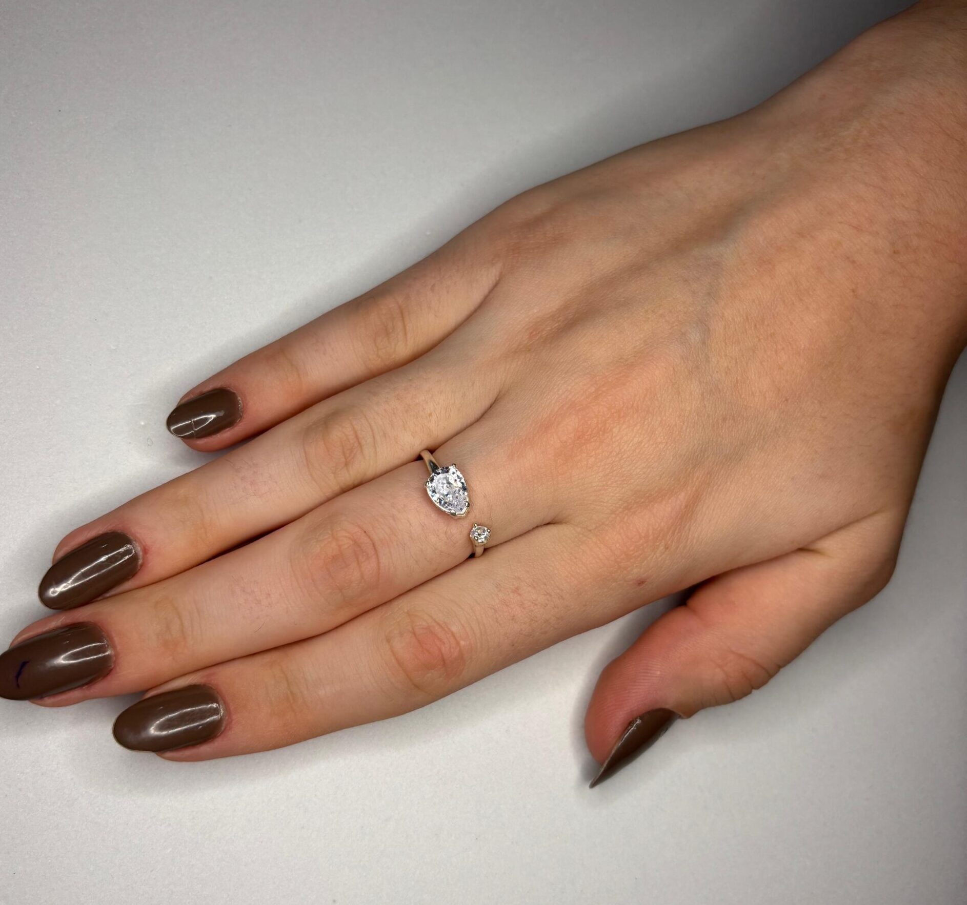 Anel aberto gota PRATA 925 - Imagem 2