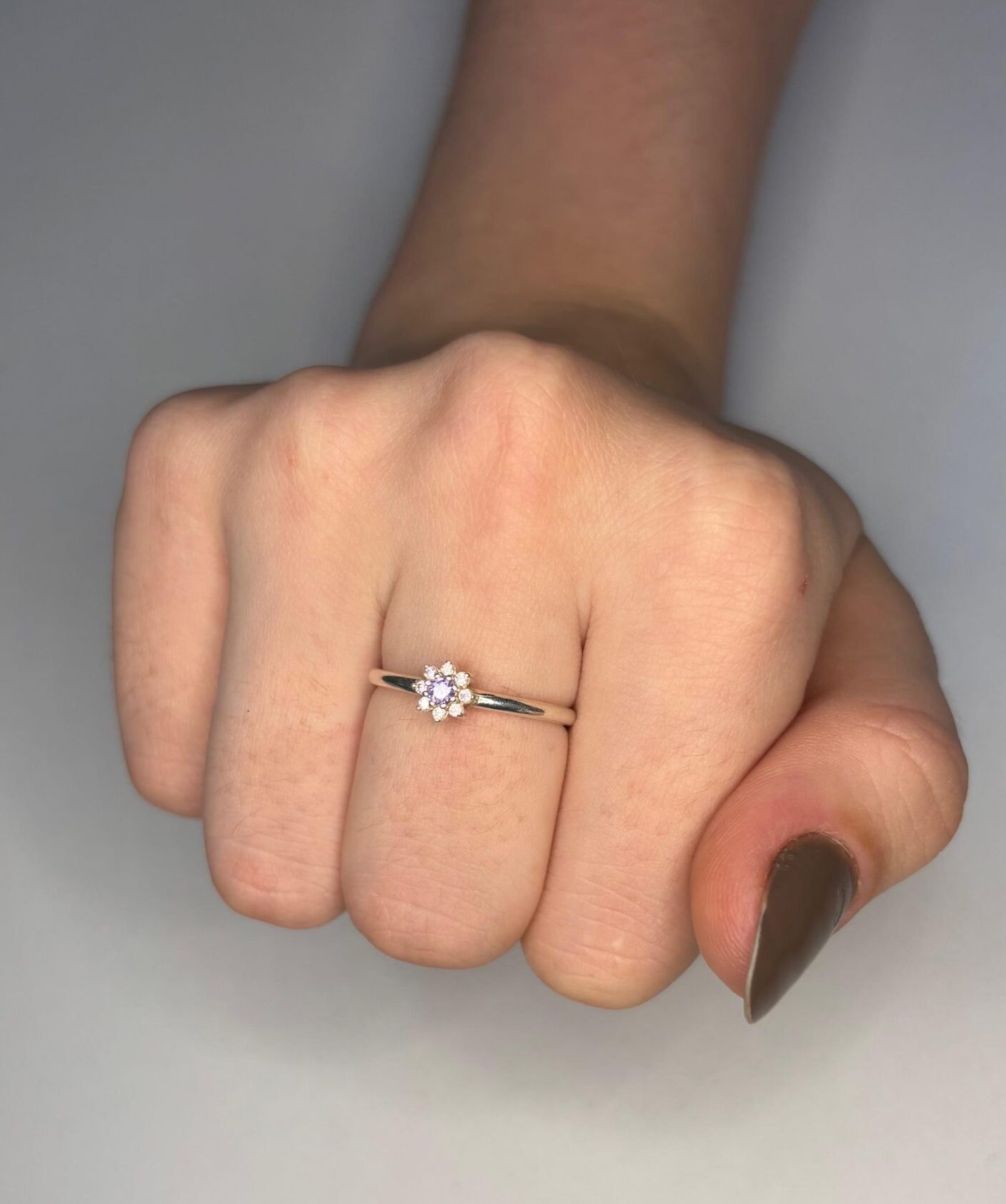 Anel florzinha cravejada PRATA 925